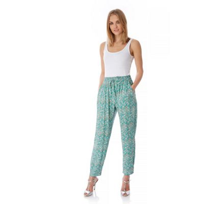 Yumi Blue Ditsy Vintage Floral Print Trousers